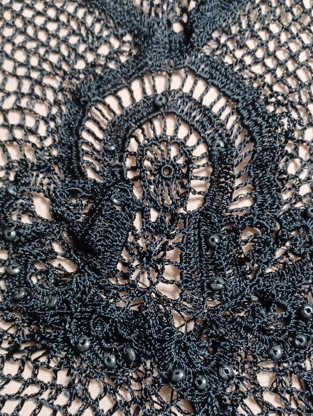 Coldwater Creek Black Open-Weave Fringe Wrap - Picture 4 of 6